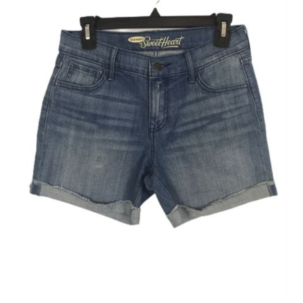 Old Navy Womens Shorts Size 2 Light Wash Stretch Denim Cuffed Mid Rise Casual